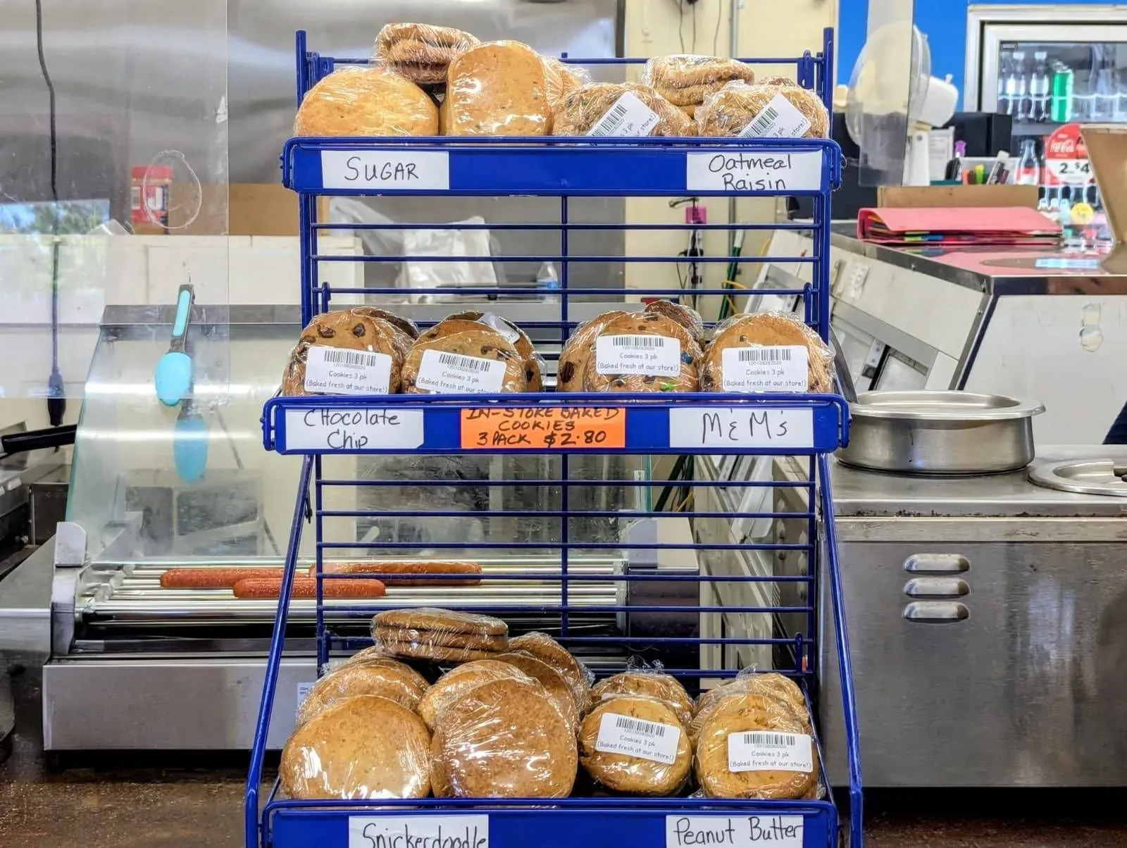 Rack of baked goods in the store