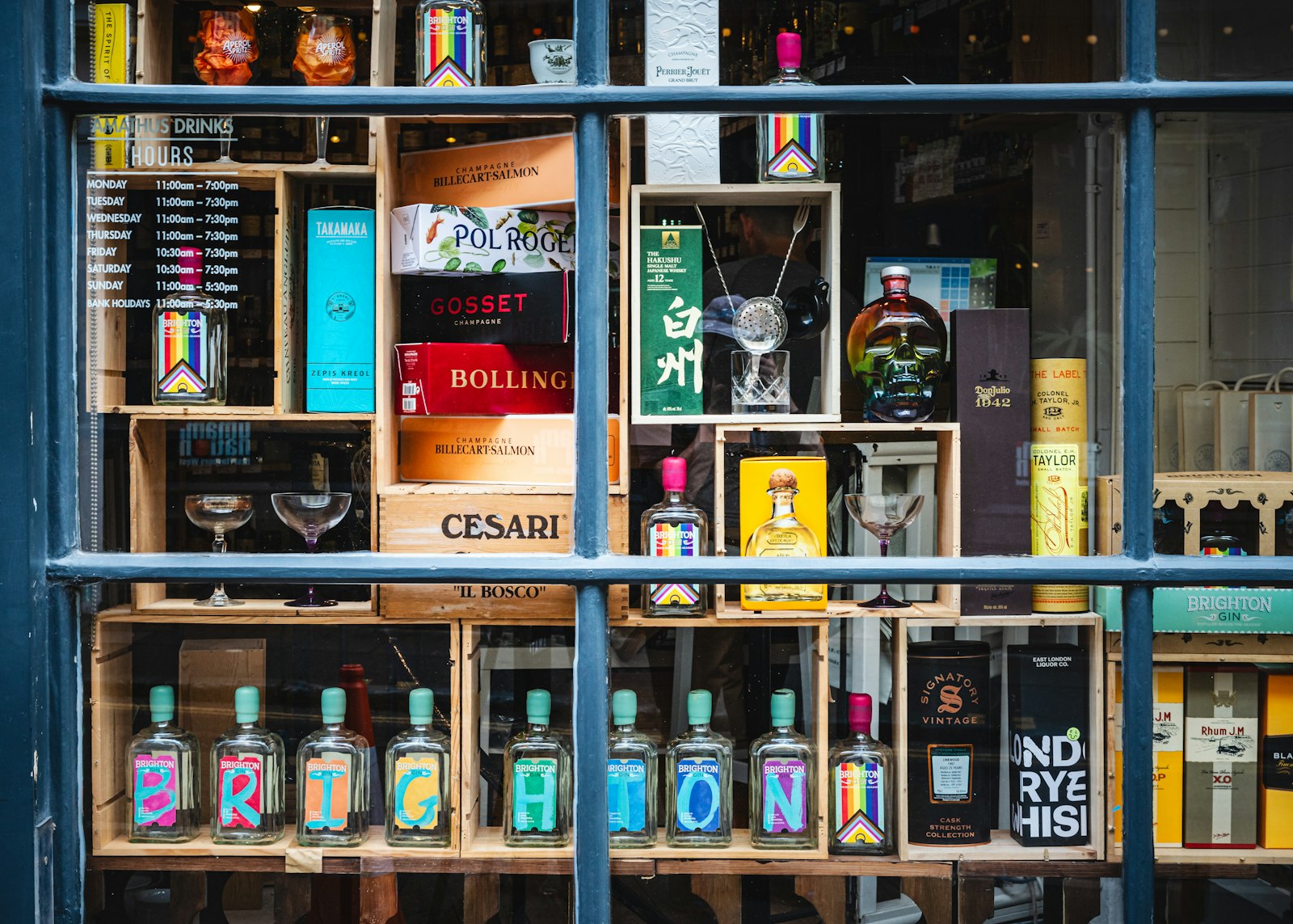 Shelves of spirits at Winfield Wine and Spirits